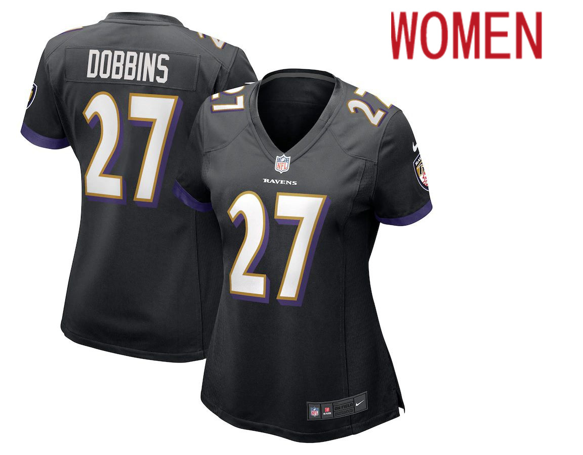 Women Baltimore Ravens #27 J.K. Dobbins Nike Black Game NFL Jersey
